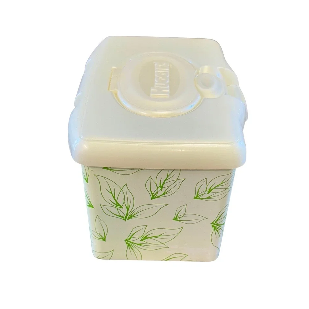 Huggies Baby Wipes Container EMPTY Wipe Case Holder White Green Leaves